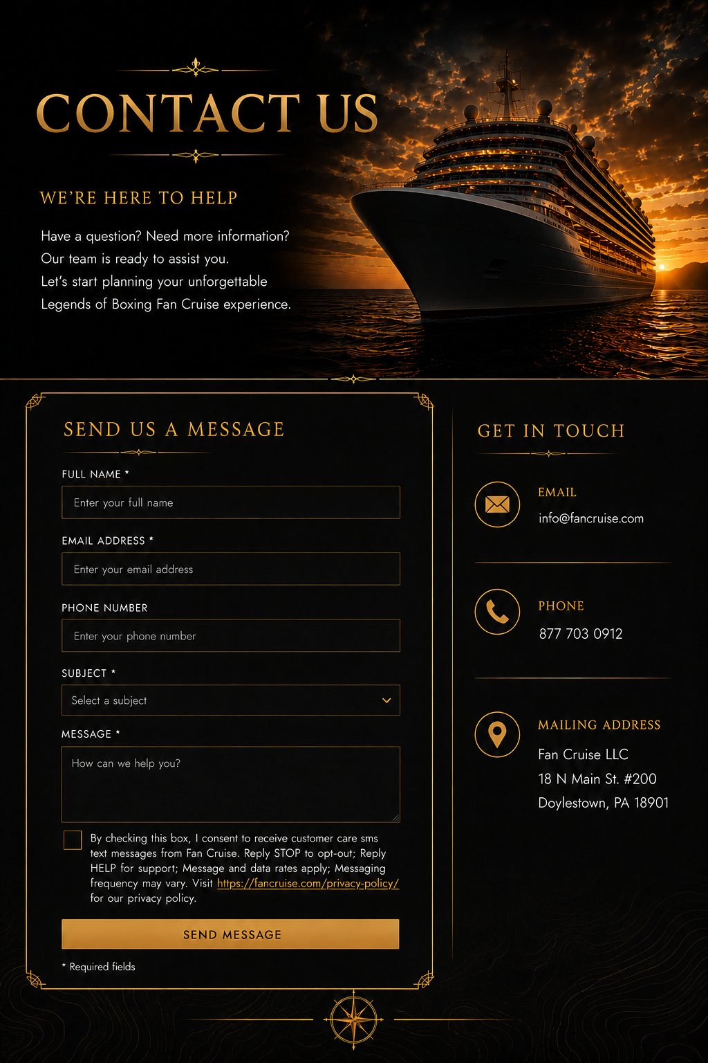 Contact Us — Legends of Boxing Fan Cruise